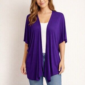Made by Johnny Purple Open Front Kimono Drape Cardigan XL Boho Dolman Sleeves